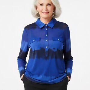 INC INTERNATIONAL CONCEPTS XL Varigated Blue Blouse and Camisole